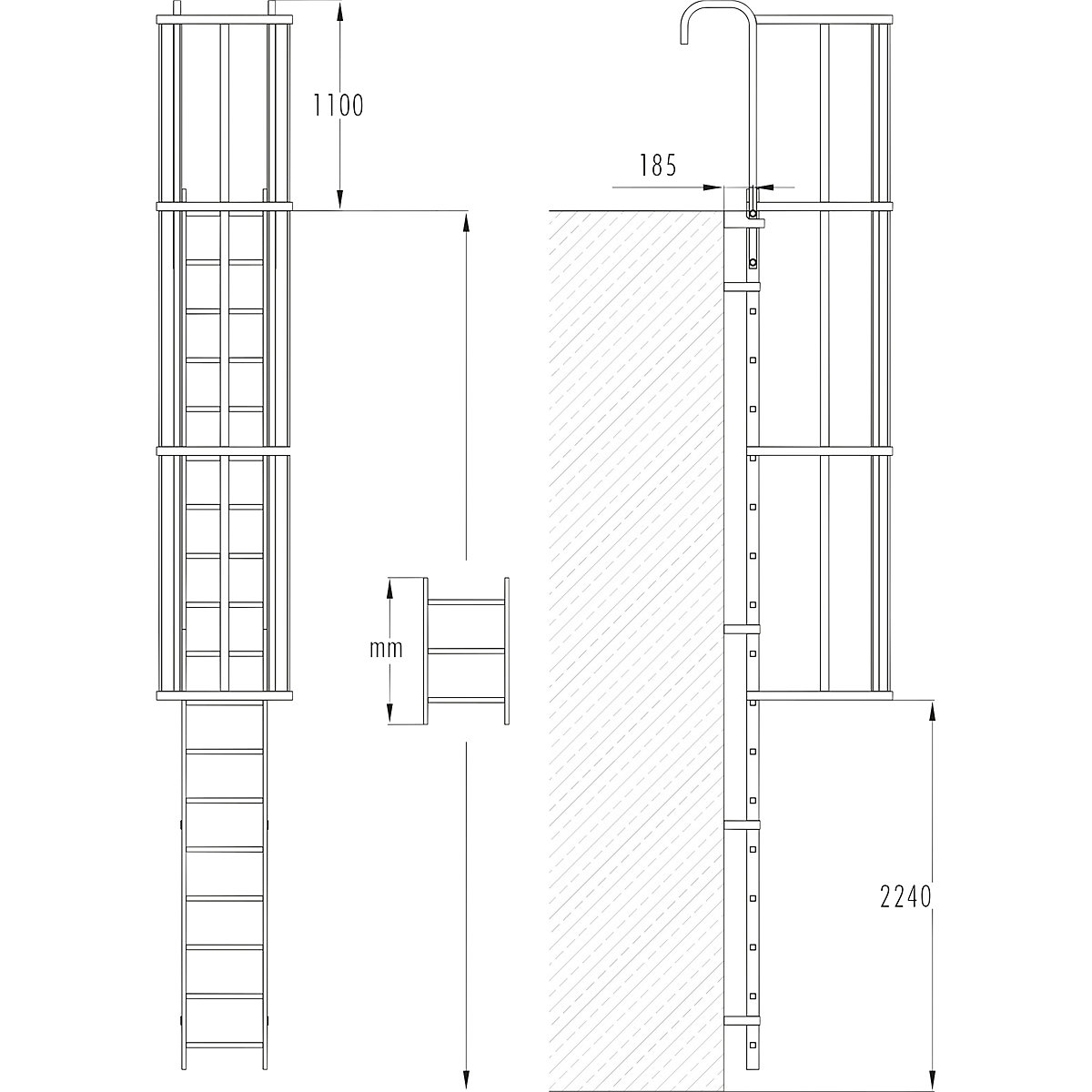 Steigleiter mit Rückenschutz Typ ALM (Produktabbildung 5)-4