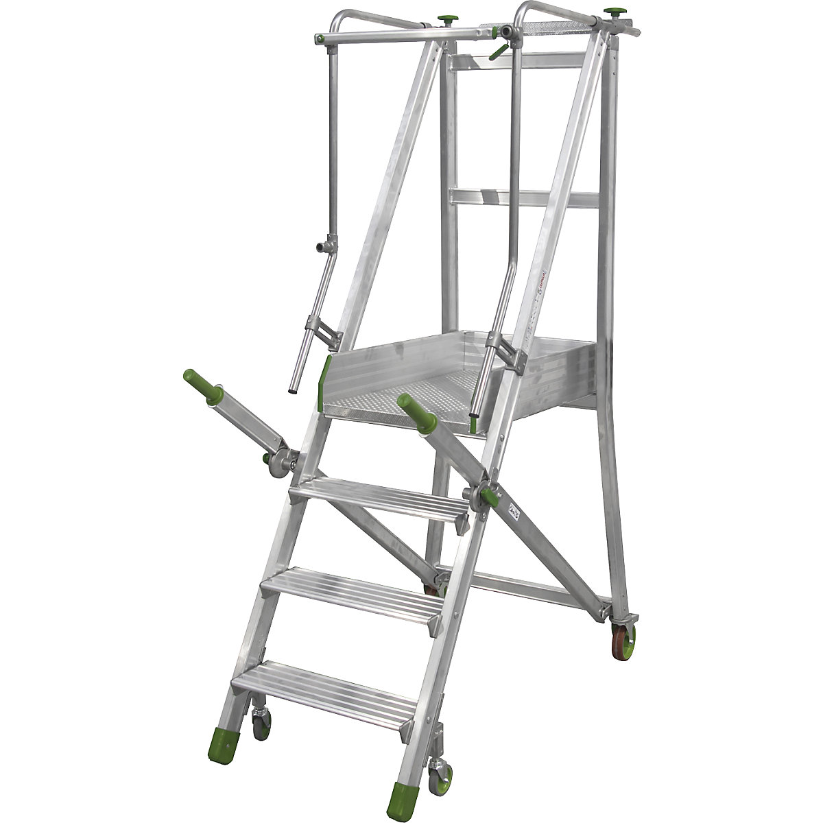 Mobile Alu-Podesttreppe, klappbar, mit gerieften Aluminiumstufen, 4 Stufen inkl. Plattform