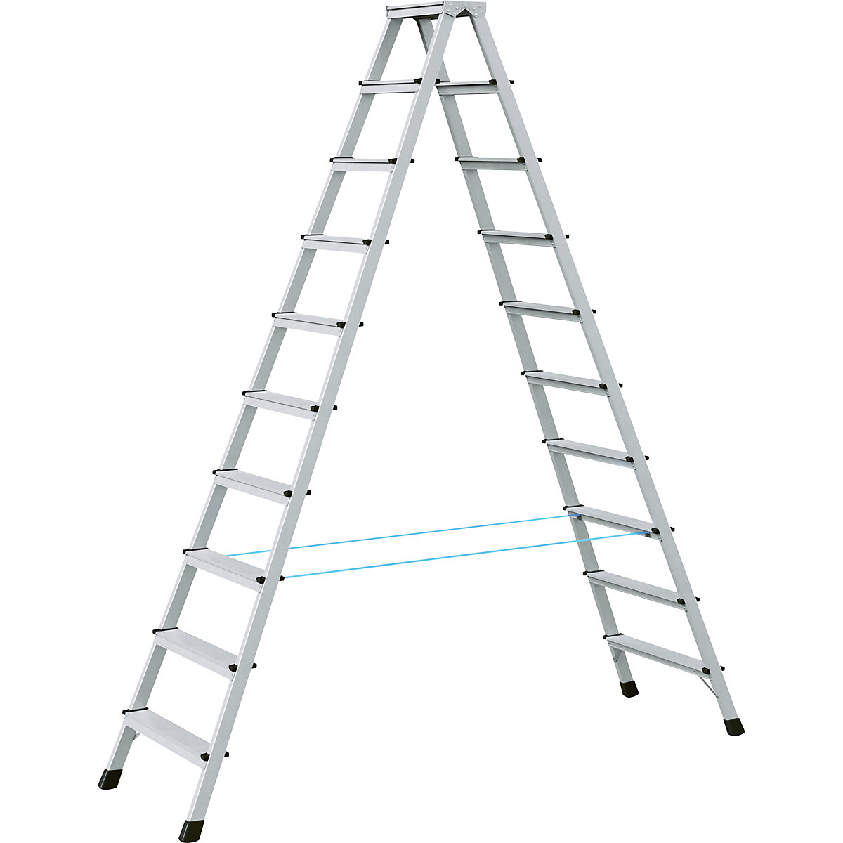 Profi-Stufenleiter, eloxiert ZARGES, beidseitig begehbar, 2 x 10 Stufen-4