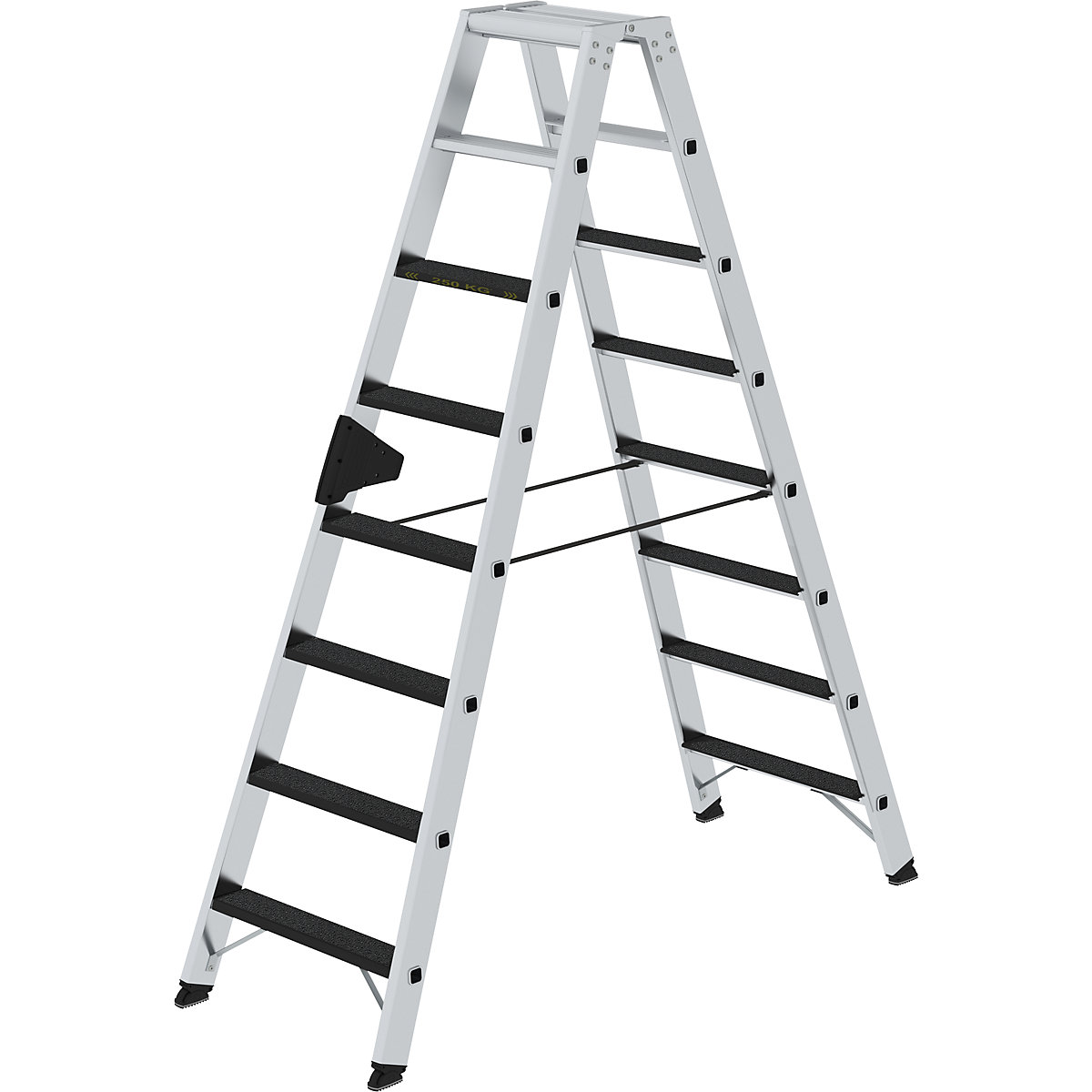 MUNK Stufen-Stehleiter CLIP-STEP, beidseitig begehbar, rutschhemmend R13, Schwerlast, 2 x 8 Stufen