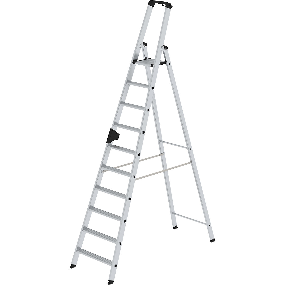 MUNK Stufen-Stehleiter, einseitig, Komfort-Ausführung mit ergo-pad®, 10 Stufen
