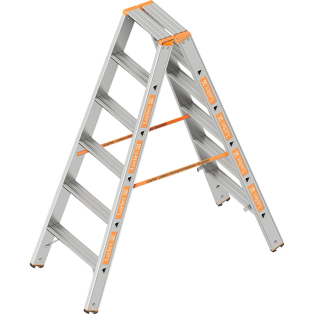 Stufen-Stehleiter Layher, beidseitig begehbar, 2 x 6 Stufen-2