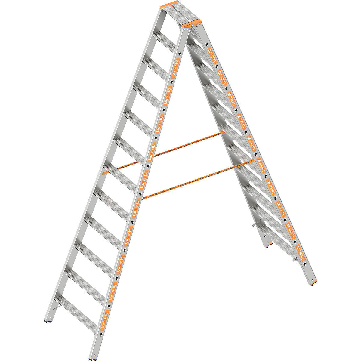 Layher Stufen-Stehleiter, beidseitig begehbar, 2 x 12 Stufen