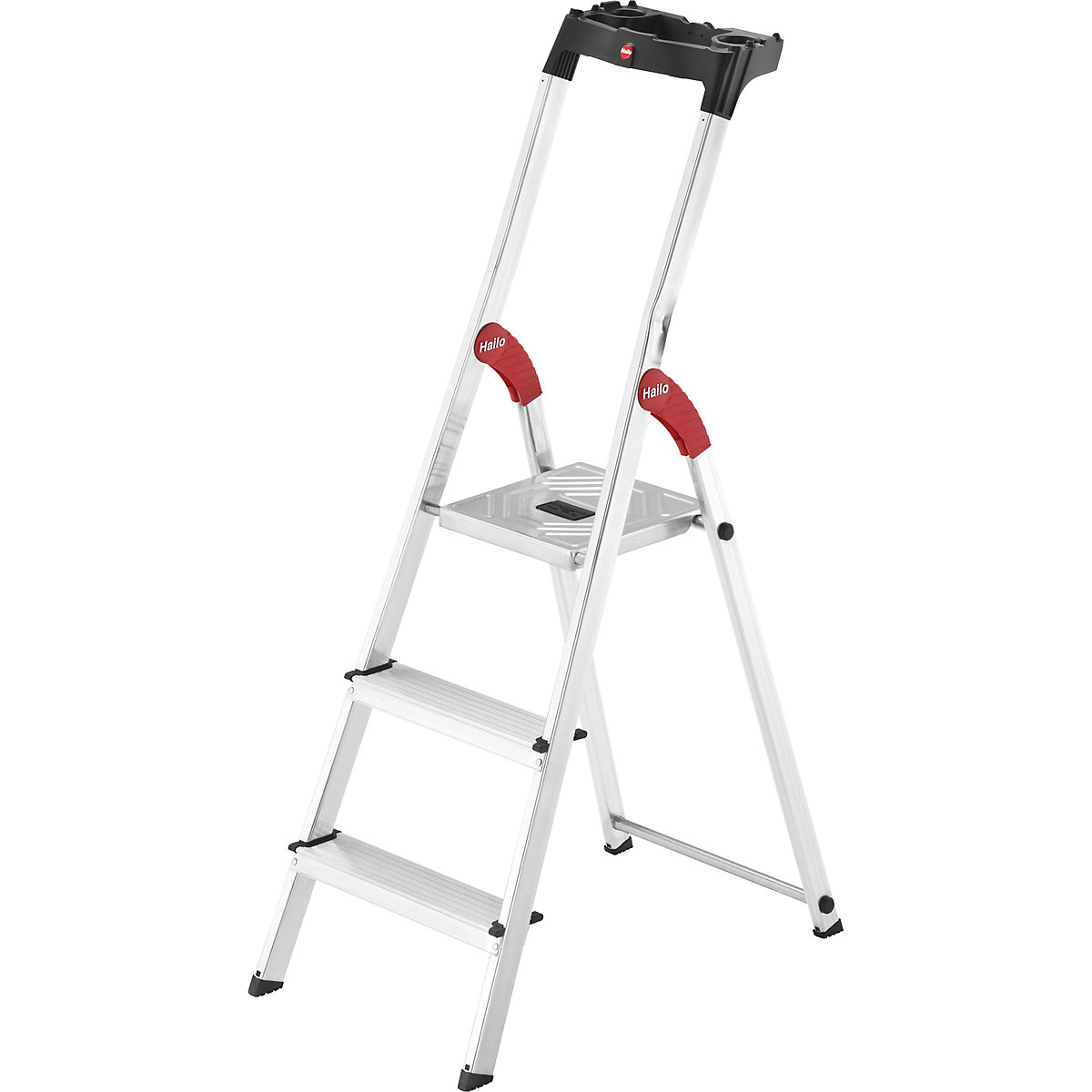 Aluminijasta dvokraka lestev s stopnicami StandardLine L60 – Hailo, nosilnost 150 kg, 3 stopnice
