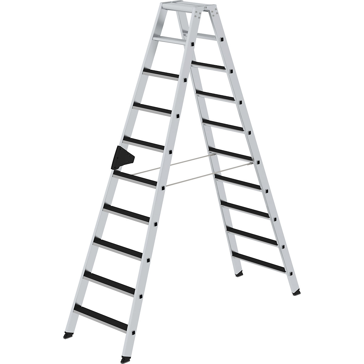 Dvokraka lestev s stopnicami CLIP-STEP – MUNK, obojestransko vzpenjanje, narebrene, št. stopnic 2 x 10