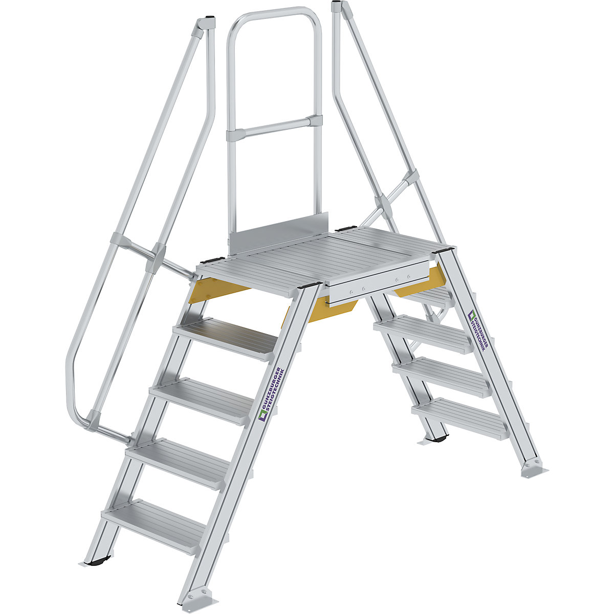 Premostitvena lestev – MUNK, skupna nosilnost 300 kg, 5 stopnic, podest 1200 x 600 mm