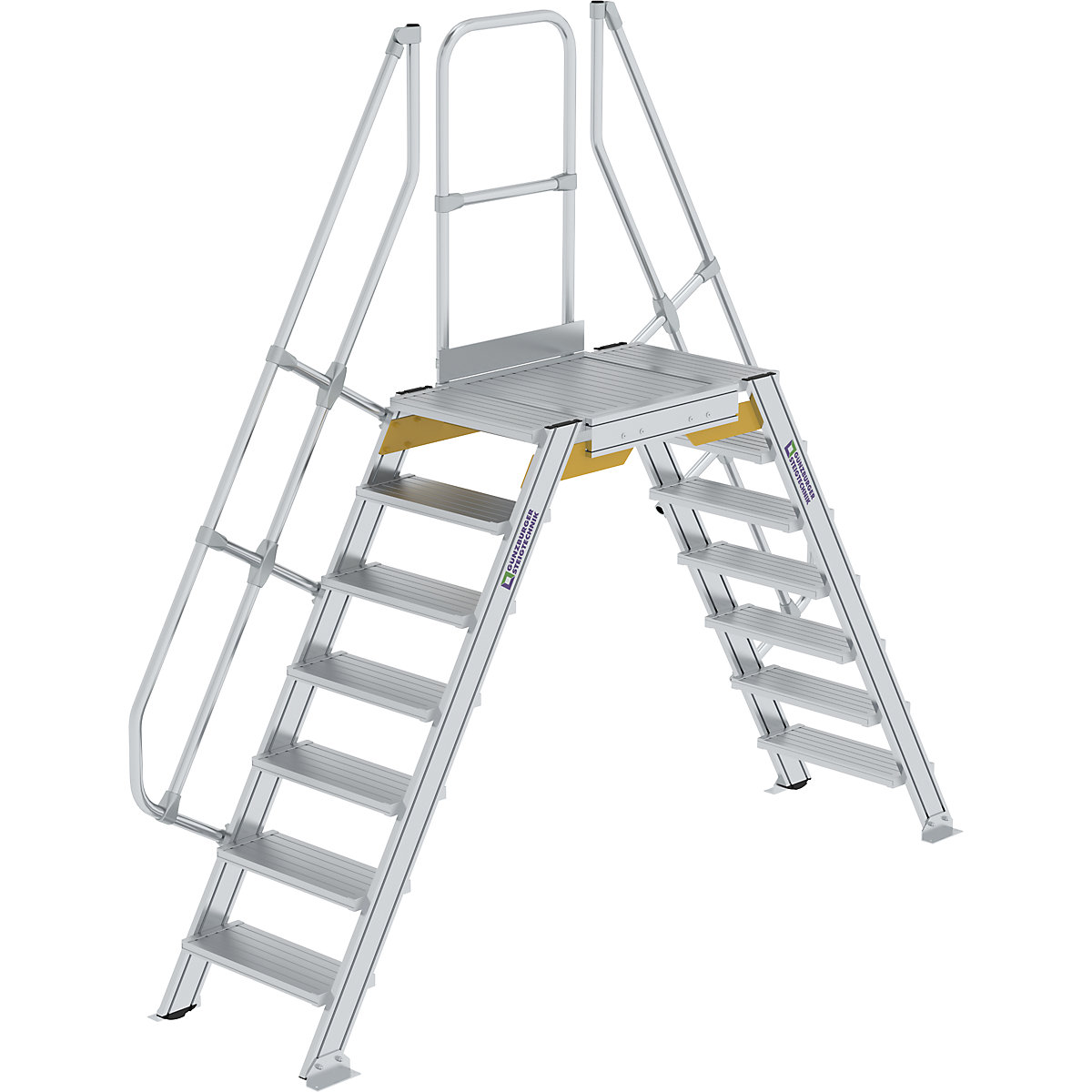 Premostitvena lestev – MUNK, skupna nosilnost 300 kg, 7 stopnic, podest 1200 x 600 mm