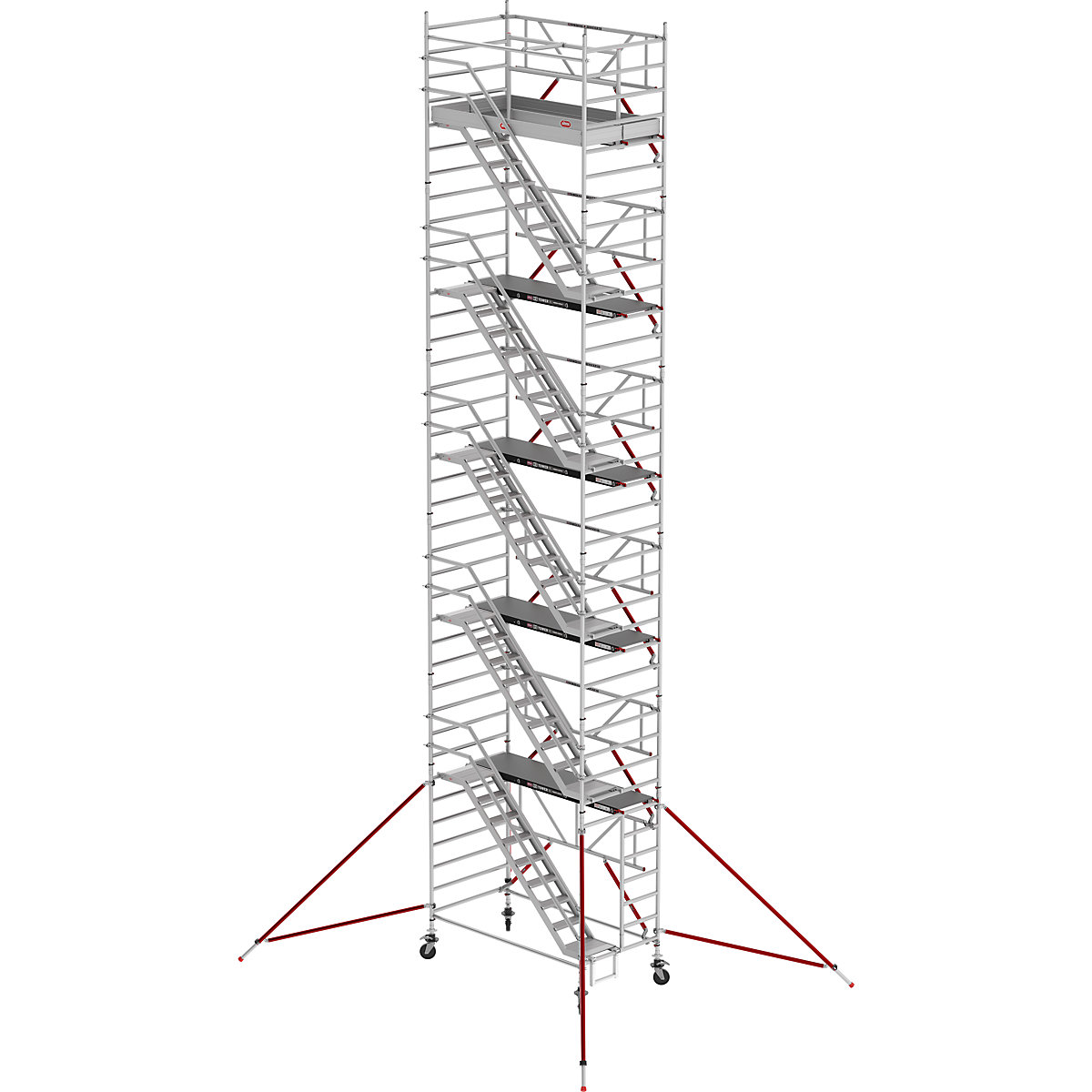 Oder s stopnicami RS TOWER 53, širok – Altrex, lesena ploščad, dolžina 1,85 m, delovna višina 12,20 m