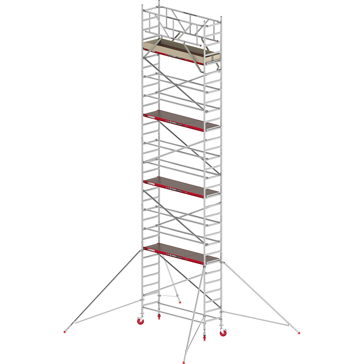 Pomičen oder RS TOWER 41, ozek – Altrex, lesena ploščad, dolžina 1,85 m, delovna višina 10,20 m