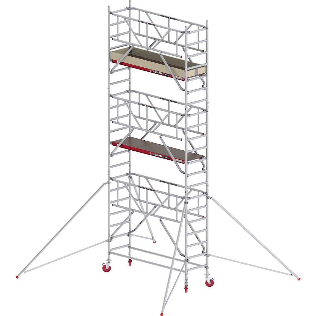 Pomičen oder RS TOWER 41, ozek, s sistemom Safe-Quick® – Altrex, lesena ploščad, dolžina 2,45 m, delovna višina 7,20 m