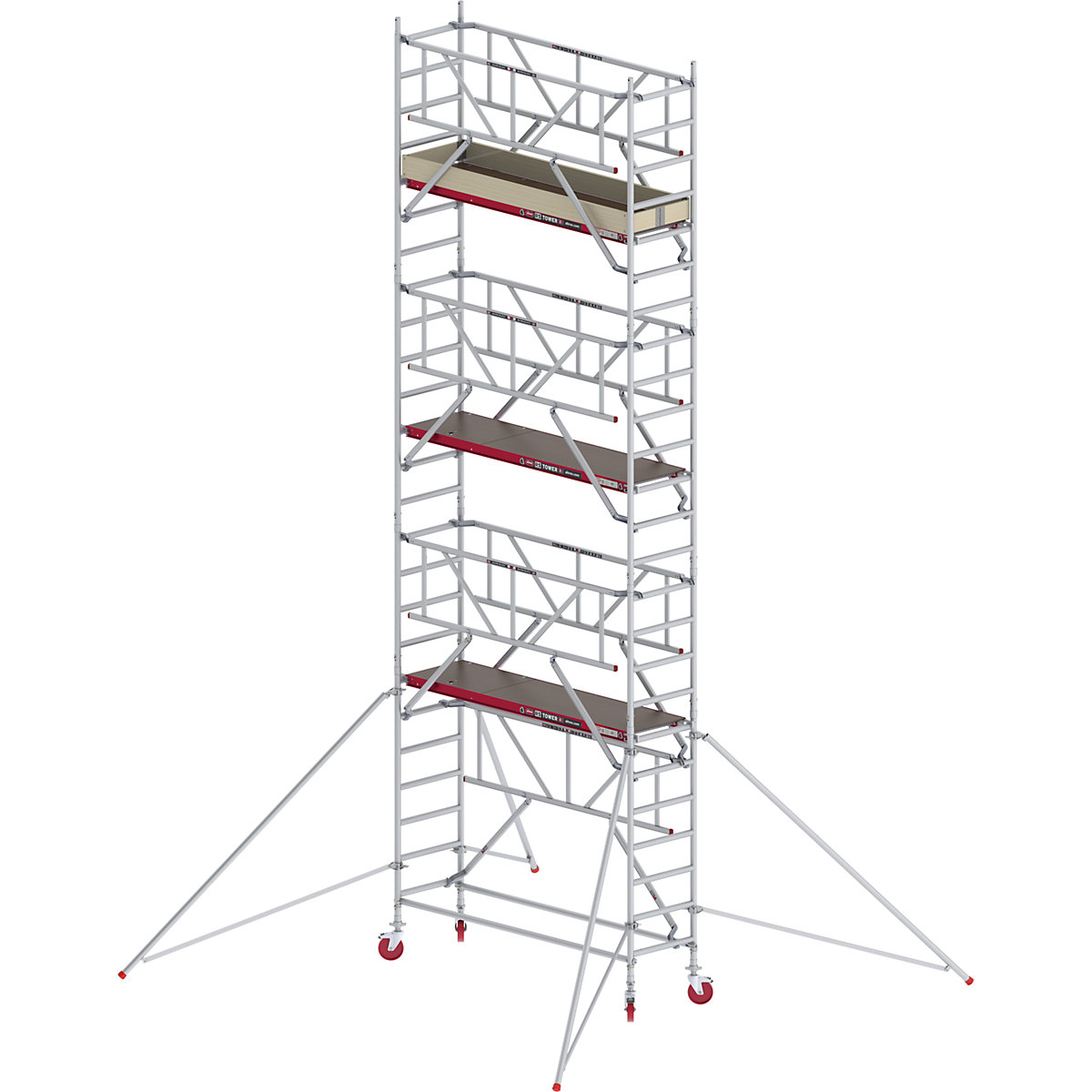 Pomičen oder RS TOWER 41, ozek, s sistemom Safe-Quick® – Altrex, lesena ploščad, dolžina 1,85 m, delovna višina 8,20 m