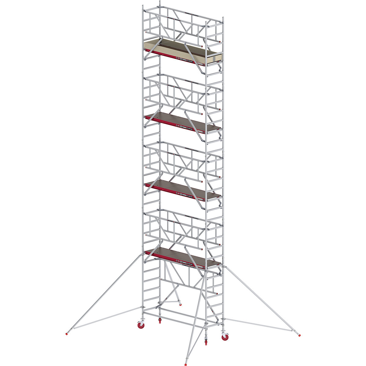 Pomičen oder RS TOWER 41, ozek, s sistemom Safe-Quick® – Altrex, lesena ploščad, dolžina 2,45 m, delovna višina 10,20 m