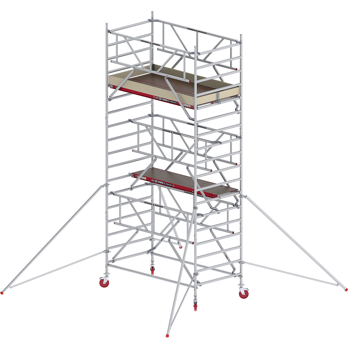 Pomičen oder RS TOWER 42, širok, s sistemom Safe-Quick® – Altrex, lesena ploščad, dolžina 2,45 m, delovna višina 6,20 m