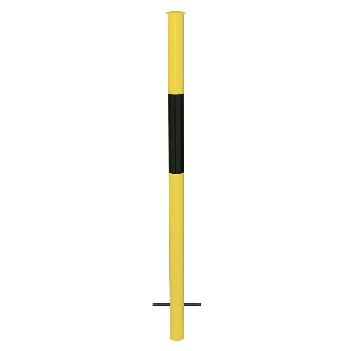 Korlátrendszer, lebetonozható csőoszlop, sárga/fekete