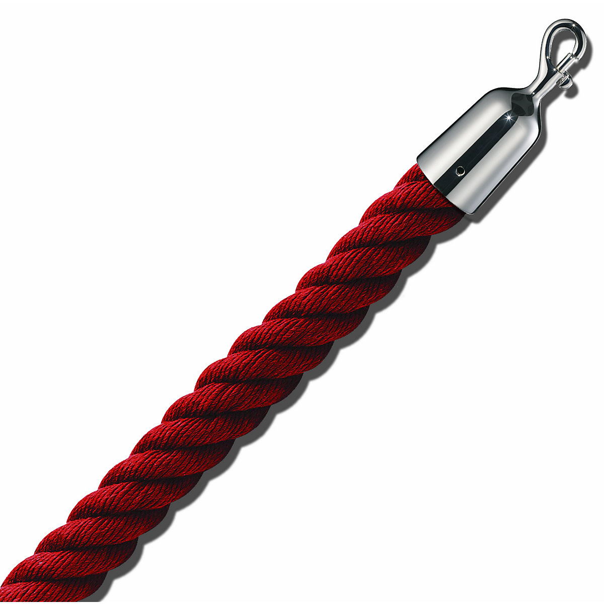 Lezárókötél, 1,5 m, króm lezáróelem, piros kötél-6