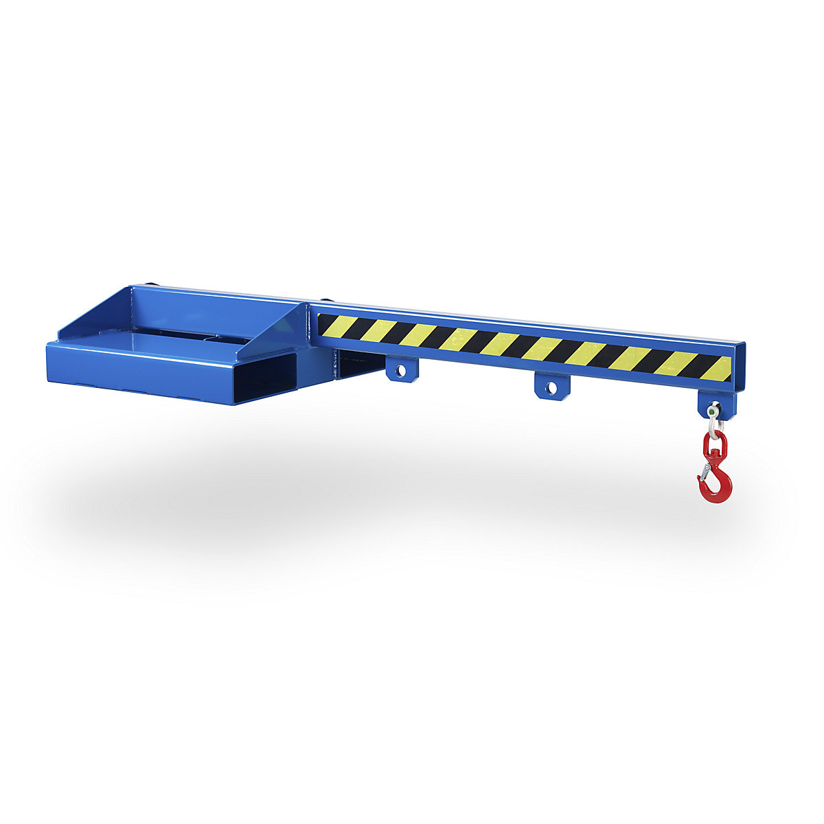 Load arm with rotating swivel hook, gentian blue RAL 5010, length 2400 mm, max. load 2500 kg