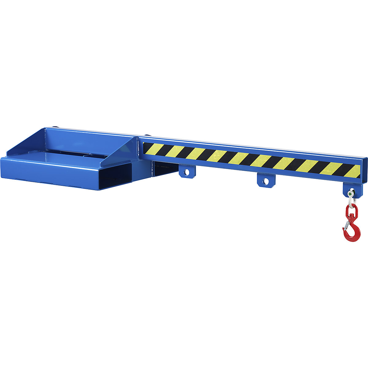 Load arm with rotating swivel hook, gentian blue RAL 5010, length 1500 mm, max. load 1000 kg