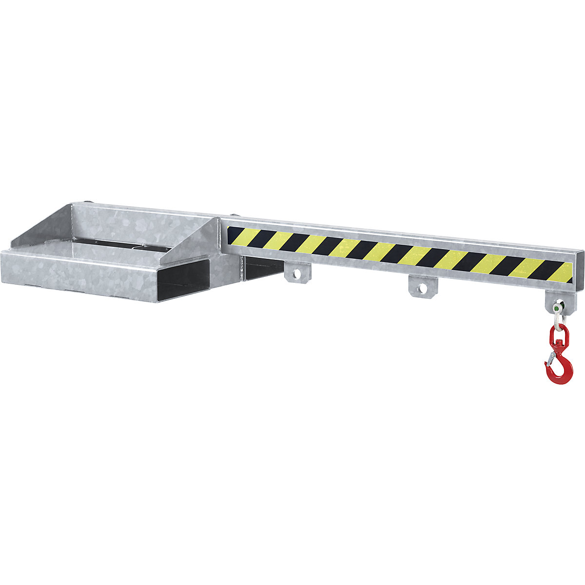 Load arm with rotating swivel hook, hot dip galvanised, length 1500 mm, max. load 1000 kg