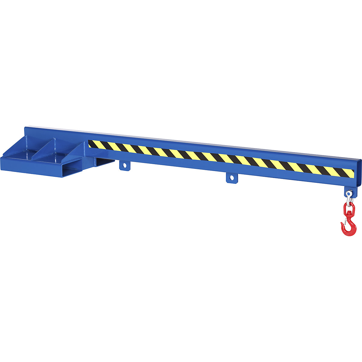 Load arm with rotating swivel hook, gentian blue RAL 5010, length 2400 mm, max. load 1000 kg