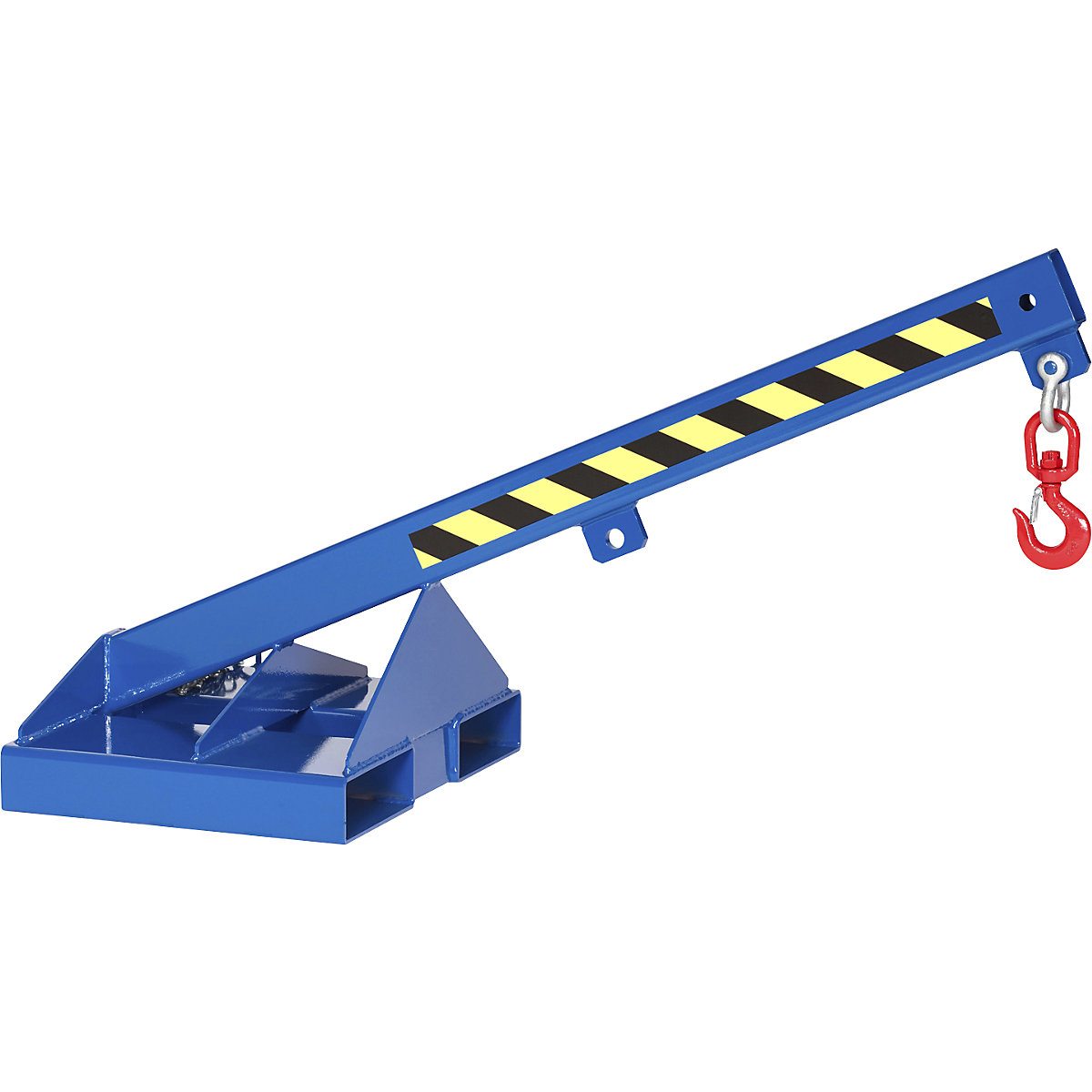 Load arm with rotating swivel hook, gentian blue RAL 5010, inclination 25°, max. load 1000 kg