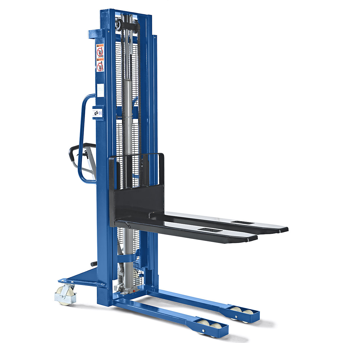 High lift stacker, lifting range 90 – 2500 mm, max. load 1100 kg, overall height 1838 mm