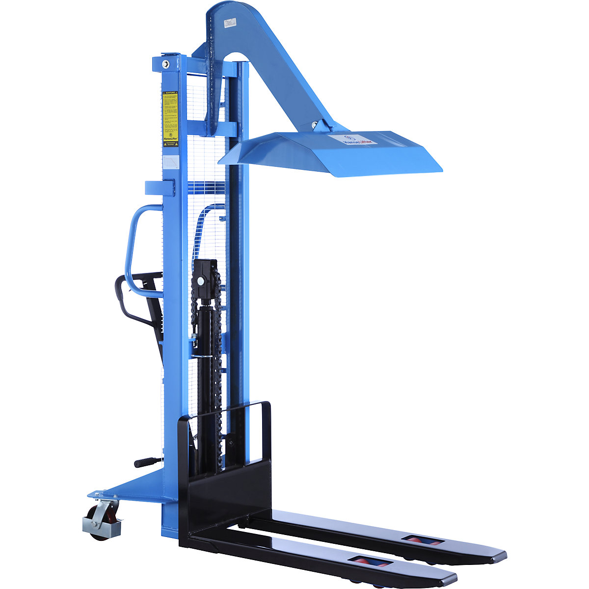 High lift stacker with waste compactor, for 800 and 1100 l waste containers, lifting range 90 – 1600 mm