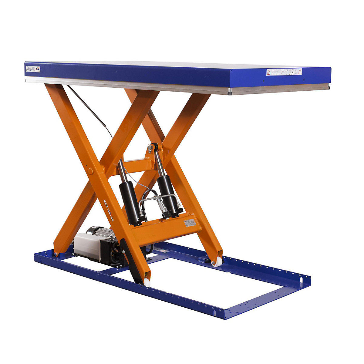 Compact lift table – Edmolift, max. load 1500 kg, platform LxW 1700 x 1000 mm, effective lift 1100 mm