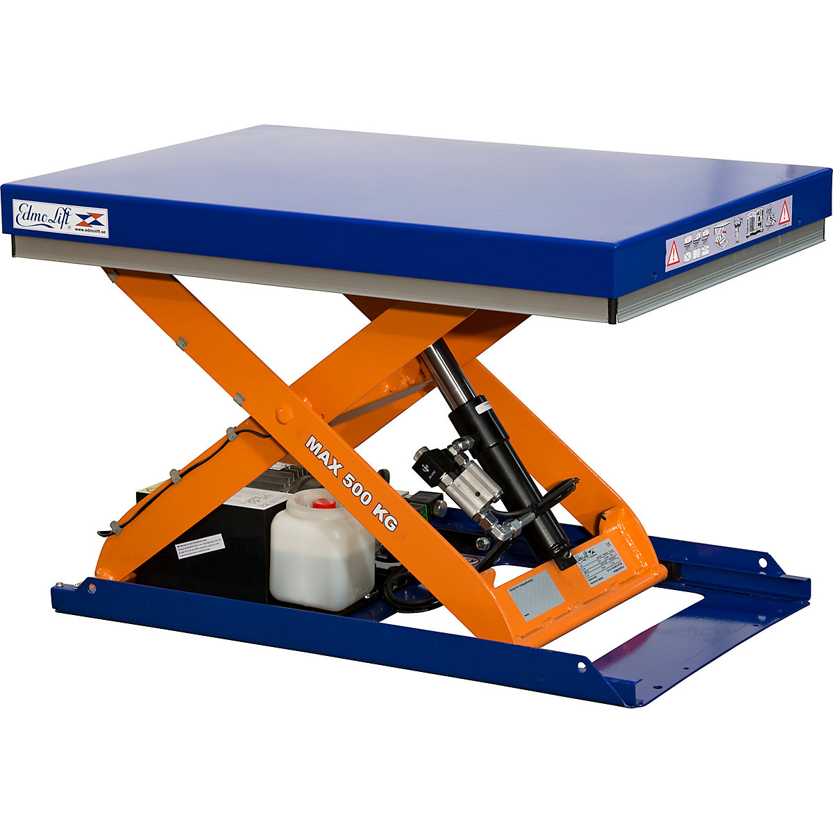 Compact lift table, static – Edmolift, max. load 500 kg, platform LxW 900 x 600 mm, effective lift 600 mm