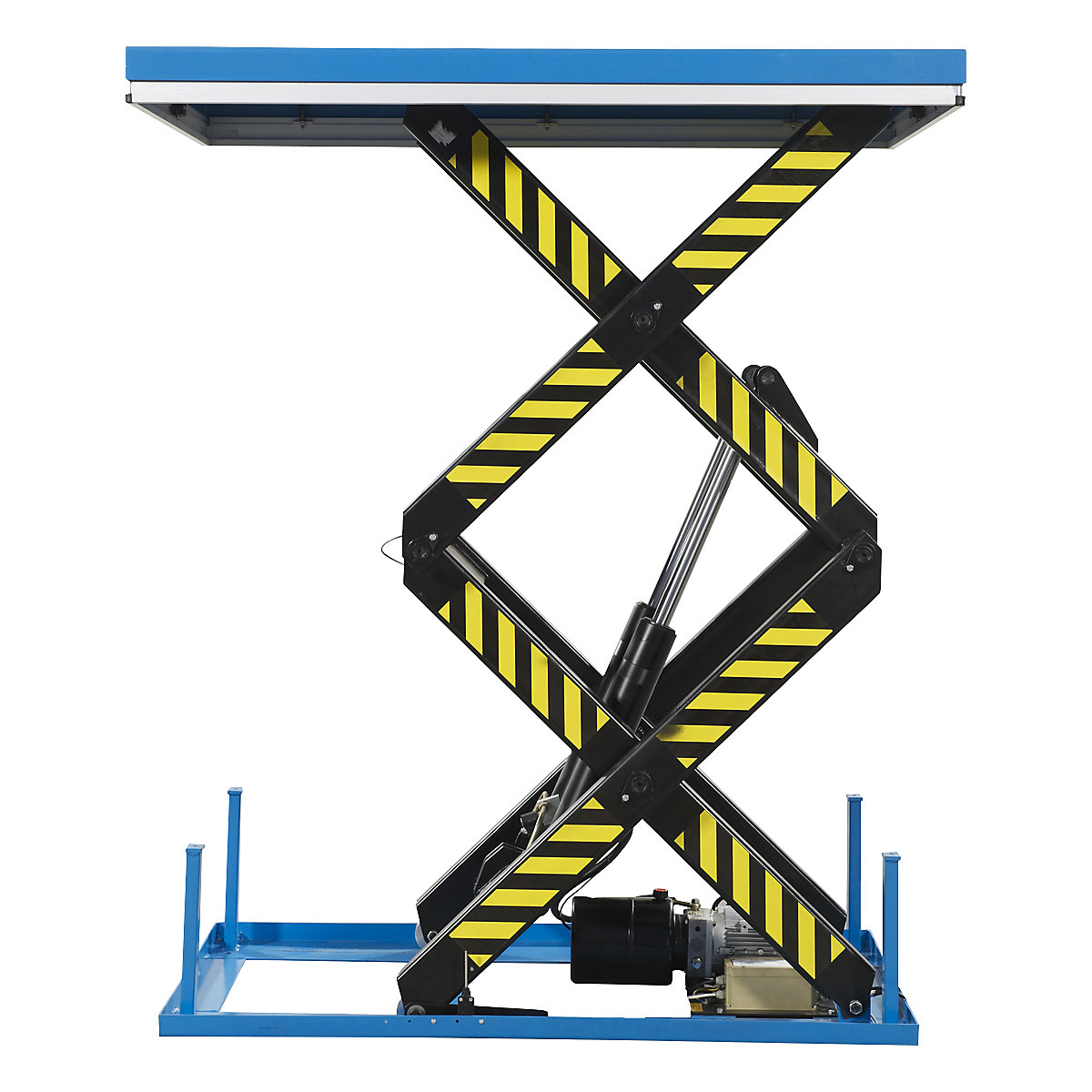 Double scissor lift platform, stationary, max. load 1000 kg, operating voltage 230 V