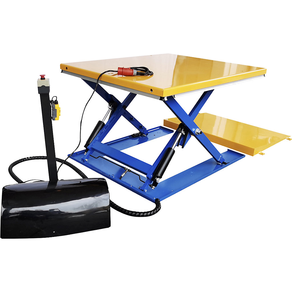 Low profile lift table eurokraft basic G shaped, max. load 1200 kg