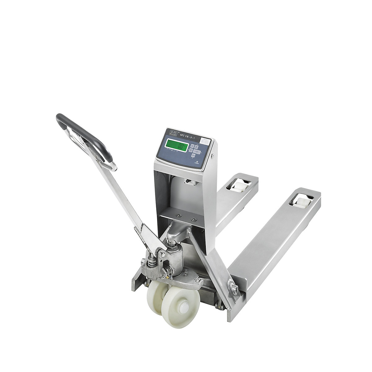 Stainless steel pallet truck with precision scale