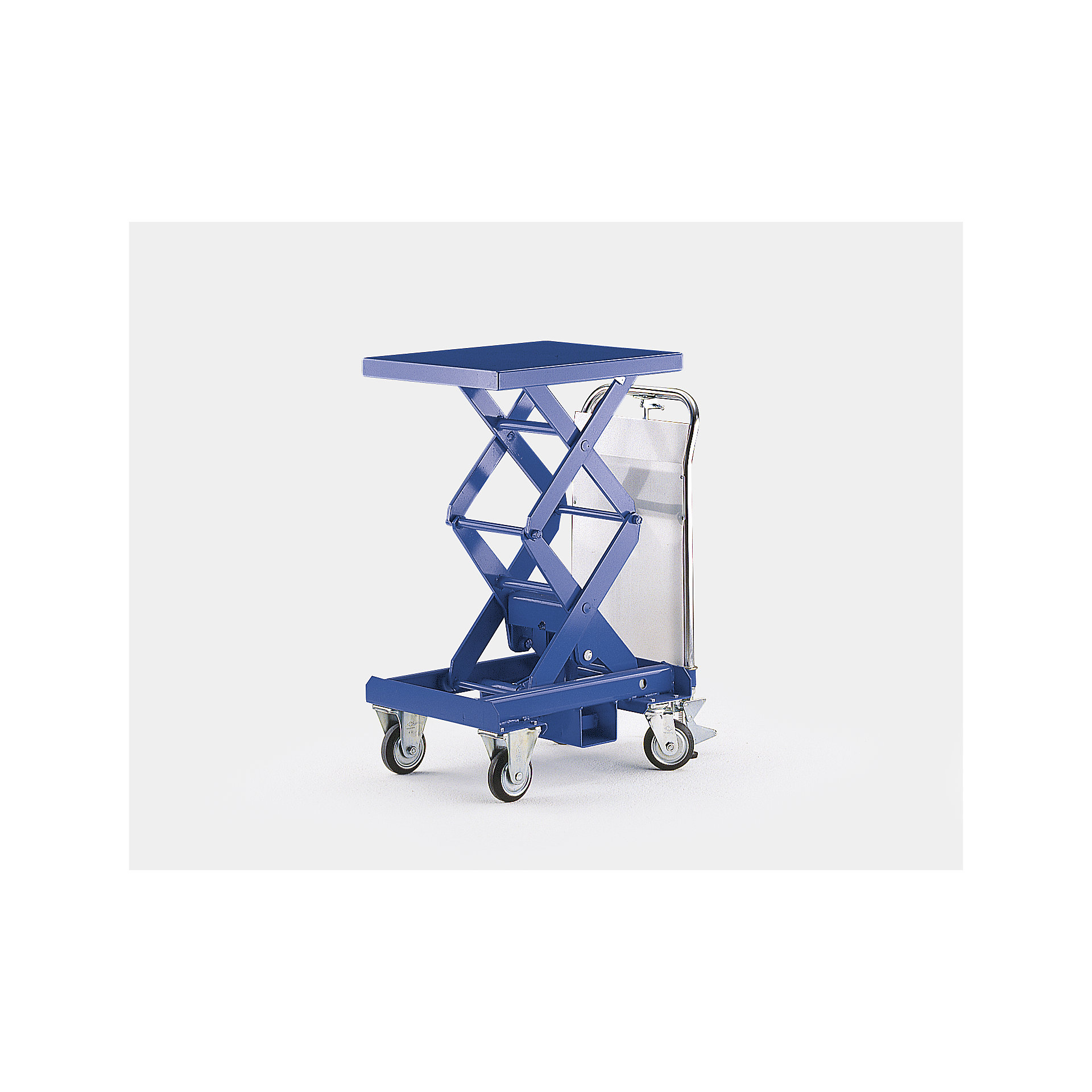 Double scissor lift platform truck, gentian blue max. load 500 kg