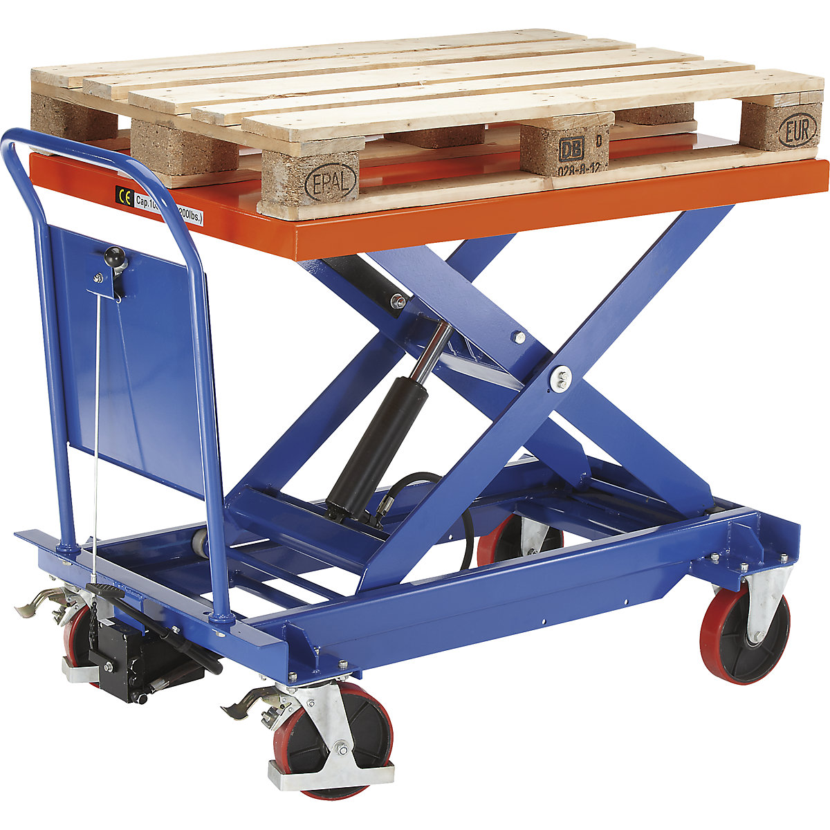 Standard lifting platform trolley, max. load 1000 kg, lifting range 425 – 1225 mm