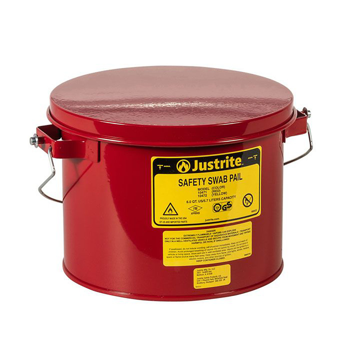 Justrite Steel Swab Pail
