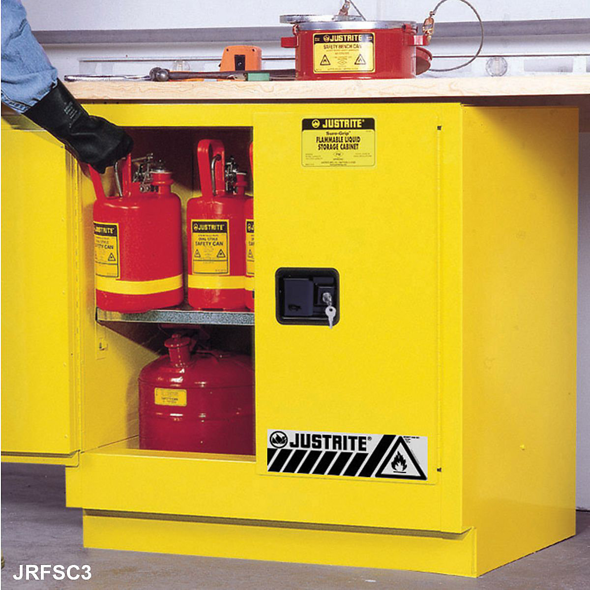 Justrite Flammable Storage Cabinets, Justrite Flammable Storage Cabinets, Justrite Flammable Storage Cabinet | 889h x 889w x 559d mm | Manual Closing Door-4