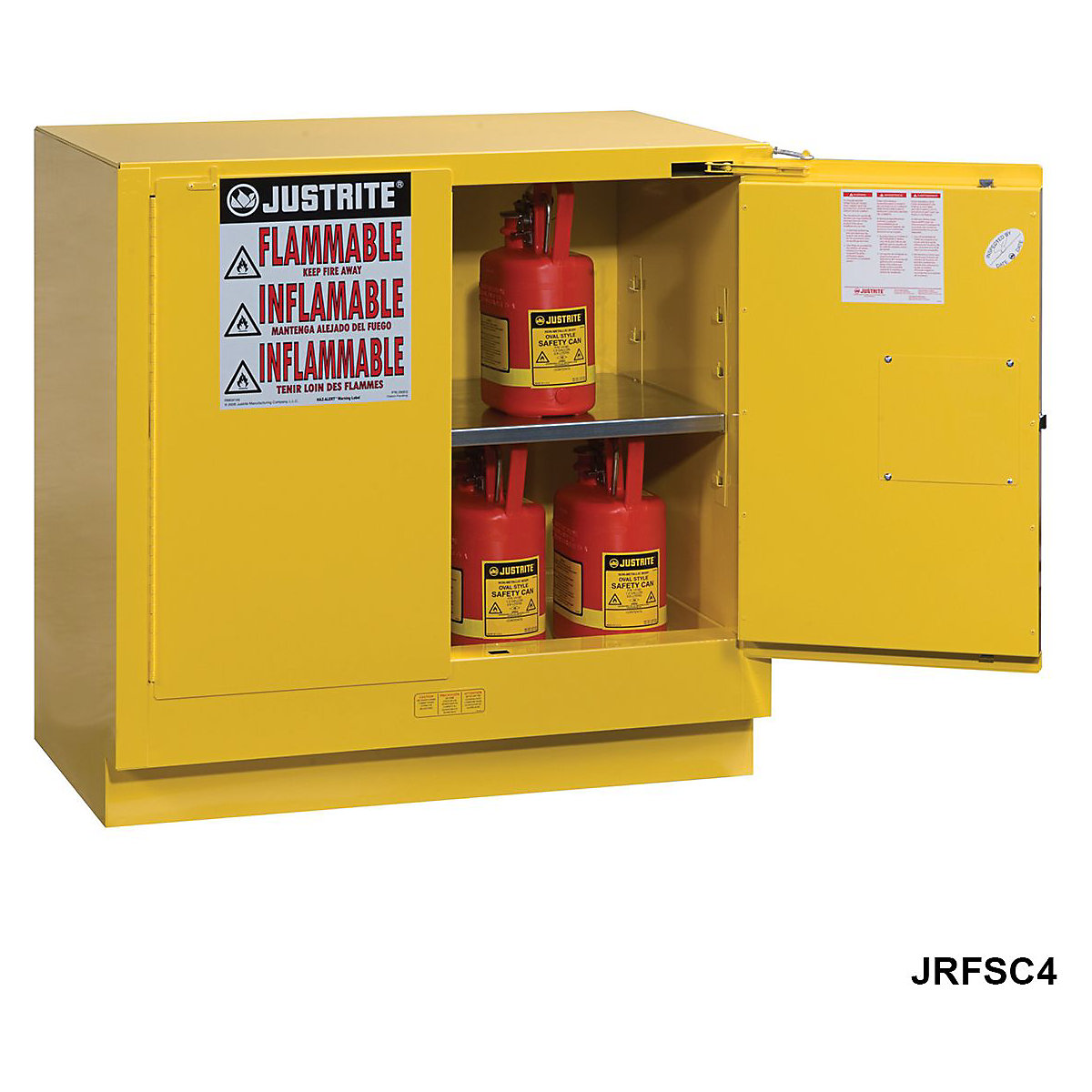 Justrite Flammable Storage Cabinets, Justrite Flammable Storage Cabinets, Justrite Flammable Storage Cabinet | 889h x 889w x 559d mm | Self Closing Door-5