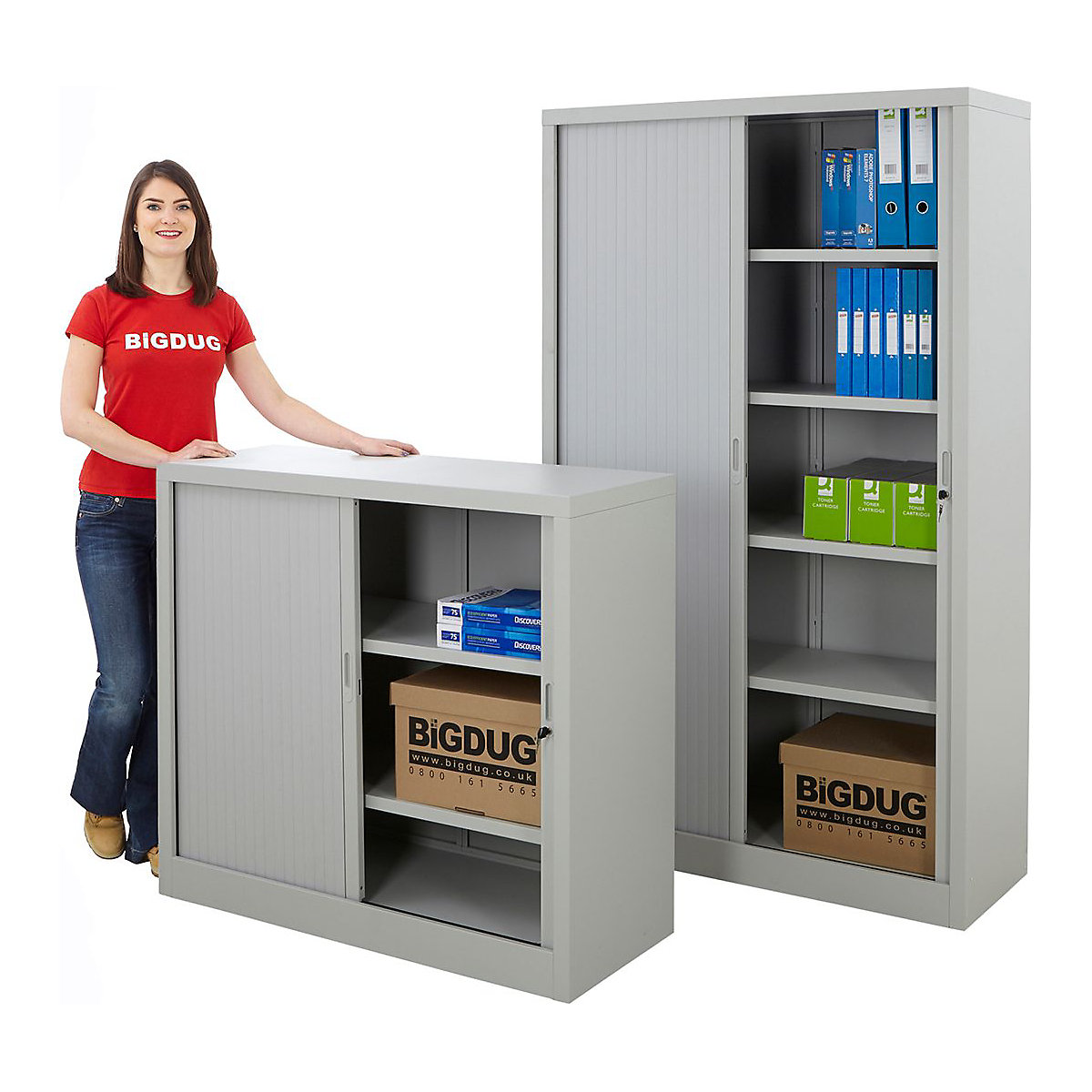 BiGDUG Essentials Tambour Door Cupboards, BiGDUG Essentials Tambour Door Cupboards, BiGDUG Essentials Tambour Door Cupboard | 4 Shelves | 1970h x 1000w x 450d mm-1