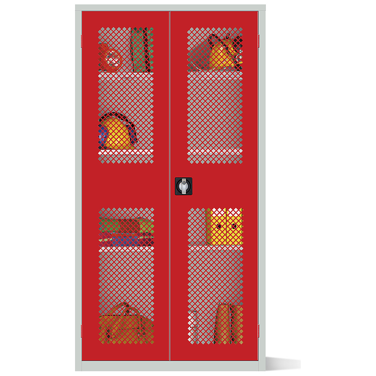 Elite Steel Mesh Door Storage Cupboards, Elite Steel Mesh Door Storage Cupboards, Elite Steel Mesh Door Storage Cupboard | 1830h x 915w x 457d mm | Cam Lock | Red Doors | 3 Adjustable Shelves-6