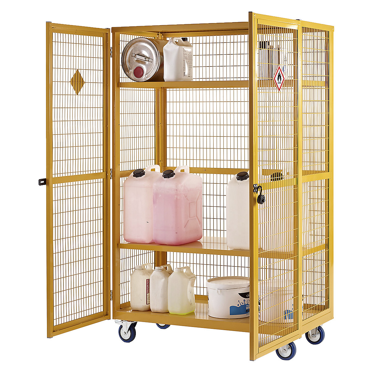 Hazardous Mesh Cage Storage Trolley (Product illustration 2)-1