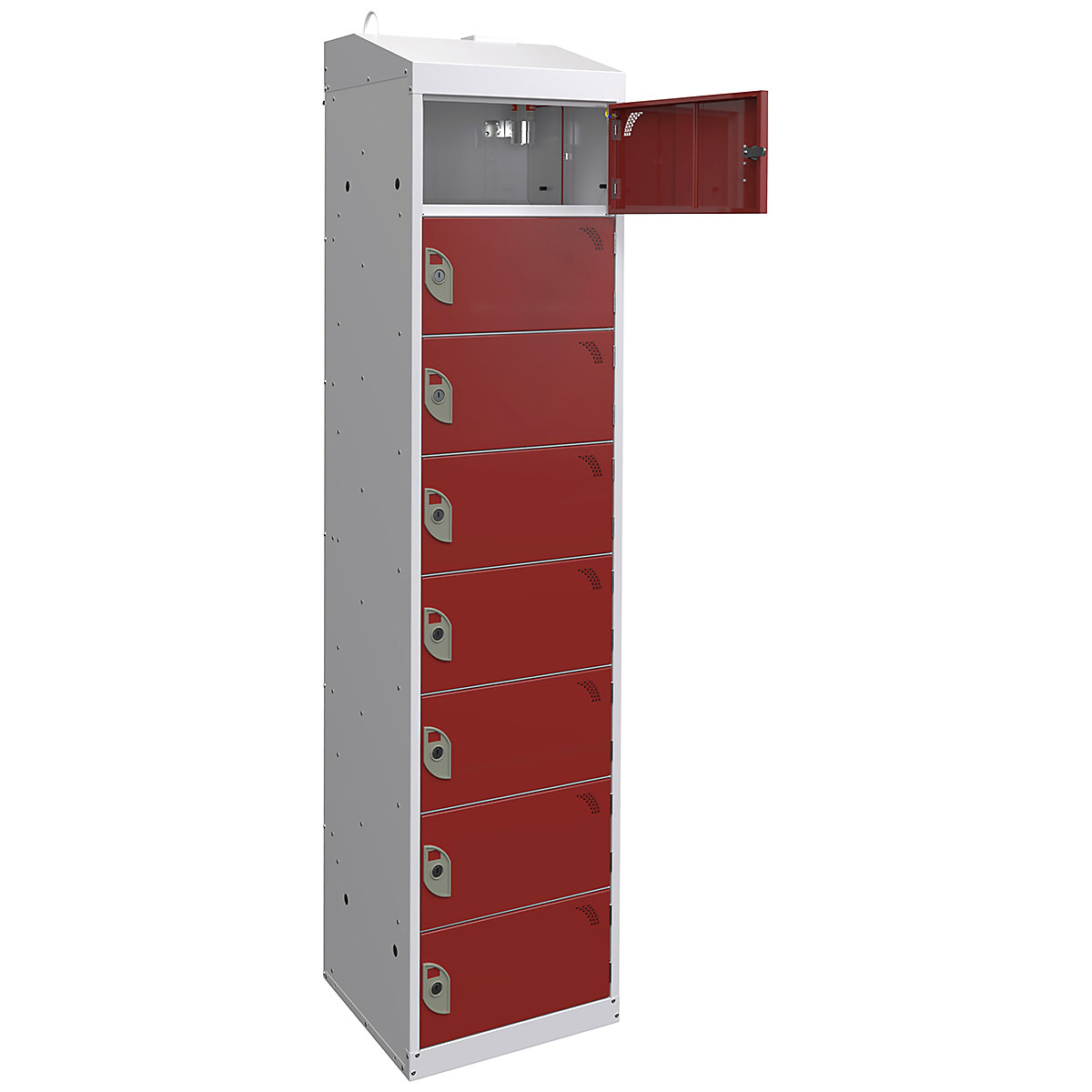 Mercian Fire Suppression Charging Locker, Mercian Fire Suppression Charging Locker, Mercian Fire Suppression 3-Pin & USB Charging Locker | 1800h x 450w x 450d mm | 8 Compartment | Red Door-2