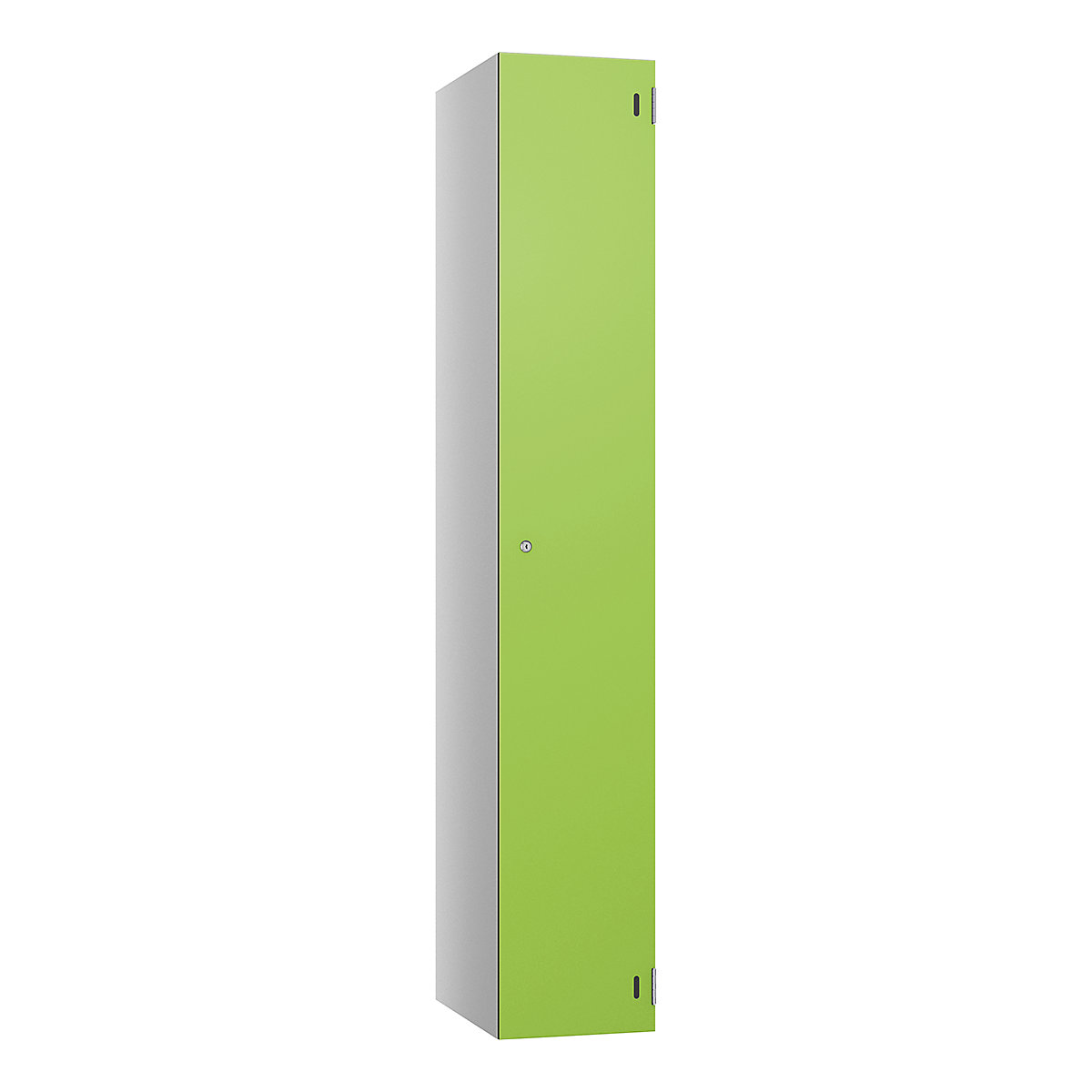 Pure Shield Sloping Top Laminate Door Lockers, Pure Shield Sloping Top Laminate Door Lockers, Pure Shield Laminate Door Sloping Top Lockers | 1800h x 300w x 390d mm | 1 Door | Pearl Silver Carcass | Lime Green | Mechanical Combination-3
