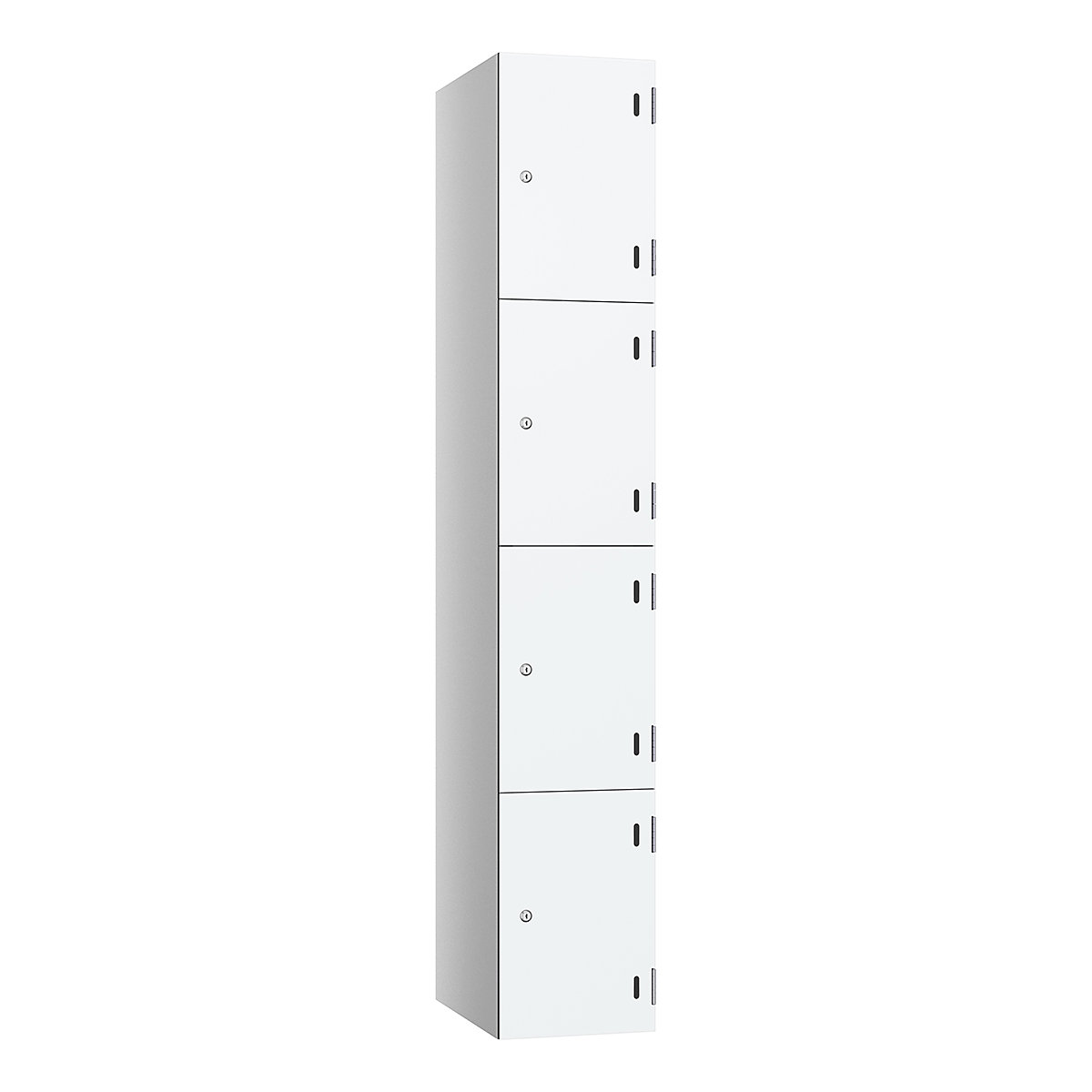 Pure Shield Sloping Top Laminate Door Lockers, Pure Shield Sloping Top Laminate Door Lockers, Pure Shield Laminate Door Sloping Top Lockers | 1800h x 300w x 390d mm | 4 Door | Pearl Silver Carcass | Designer White | Digital Combination-7