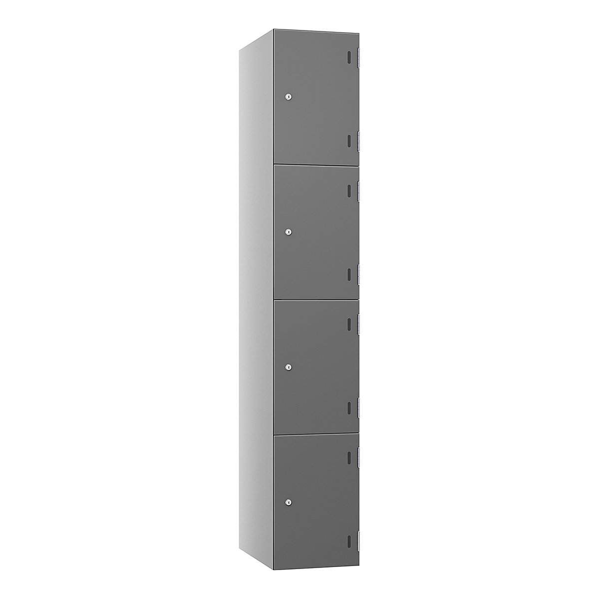 Pure Shield Sloping Top Laminate Door Lockers, Pure Shield Sloping Top Laminate Door Lockers, Pure Shield Laminate Door Sloping Top Lockers | 1800h x 300w x 390d mm | 4 Door | Pearl Silver Carcass | Dark Grey | Hasp & Staple-9