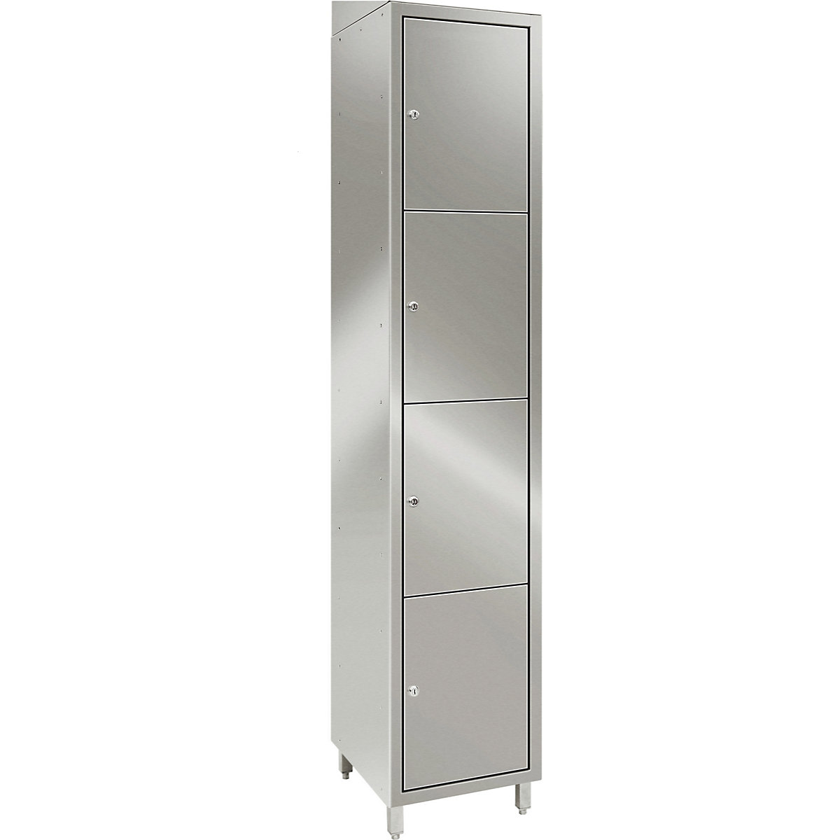 BiGDUG Stainless Steel Lockers, BiGDUG Stainless Steel Lockers, BiGDUG Stainless Steel Locker with Sloping Top | 1800h x 300w x 450d mm | 4 Door | Cam Lock | With Leg Stand-4