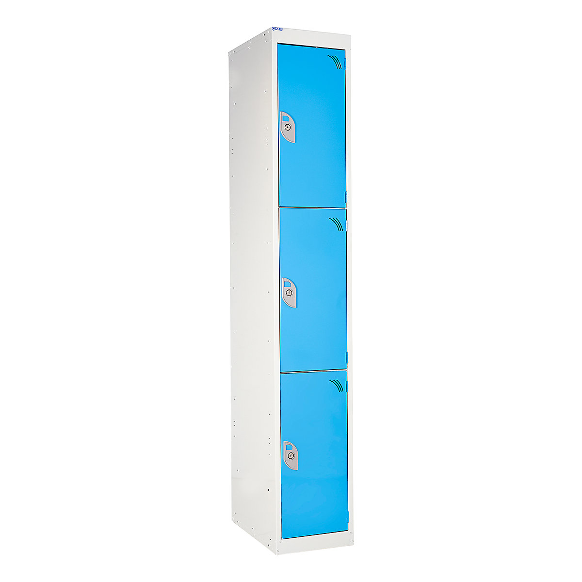 Mercian Express Storage Lockers, Mercian Express Storage Lockers, Mercian Express Storage Locker | 1800h x 300w x 450d mm | 3 Door | Hasp & Staple Lock | Light Blue Door-61