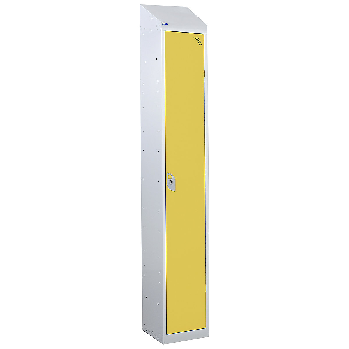 Mercian Single Door Metal Storage Lockers With Sloping Tops, Mercian Single Door Metal Storage Lockers With Sloping Tops, Mercian Single Door Metal Storage Locker With Sloping Top | 1950h x 300w x 300d mm | Yellow Door | Key Lock-6