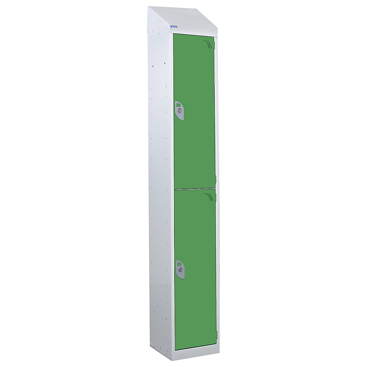 Mercian Sloping Top Two Door Metal Storage Lockers, Mercian Sloping Top Two Door Metal Storage Lockers, Mercian Two Door Metal Storage Locker With Sloping Top | 1950h x 450w x 450d mm | Green Door | Key Lock-3