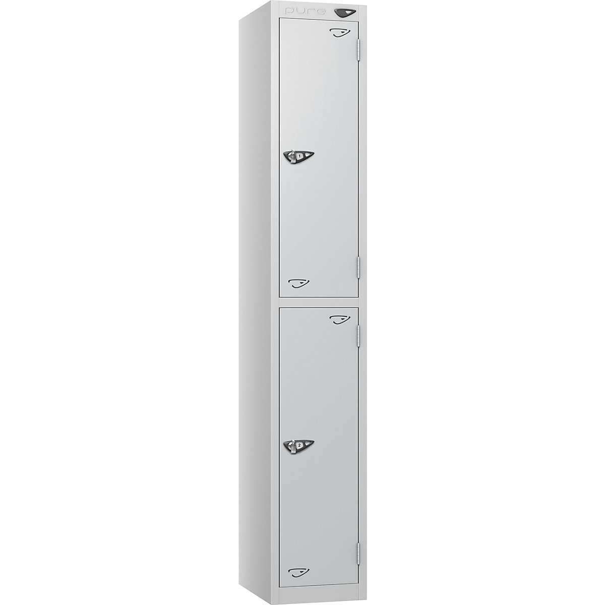 Pure Prime Metal Lockers | Pearl Silver Bioshell, Pure Prime Metal Lockers | Pearl Silver Bioshell, Pure Prime Metal Lockers | 1800h x 300w x 300d mm | 2 Door | Hasp & Staple | Pearl Silver Carcass | Pearl Silver Doors-7