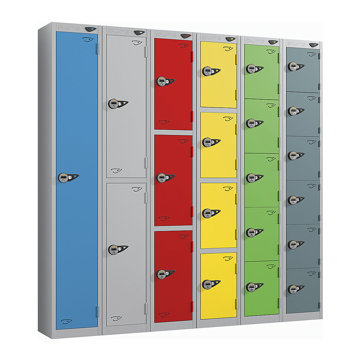 Pure Prime Metal Lockers with Combination Lock | Pearl Silver Bioshell | Carbon Zero Manufactured (Product illustration 2)-1
