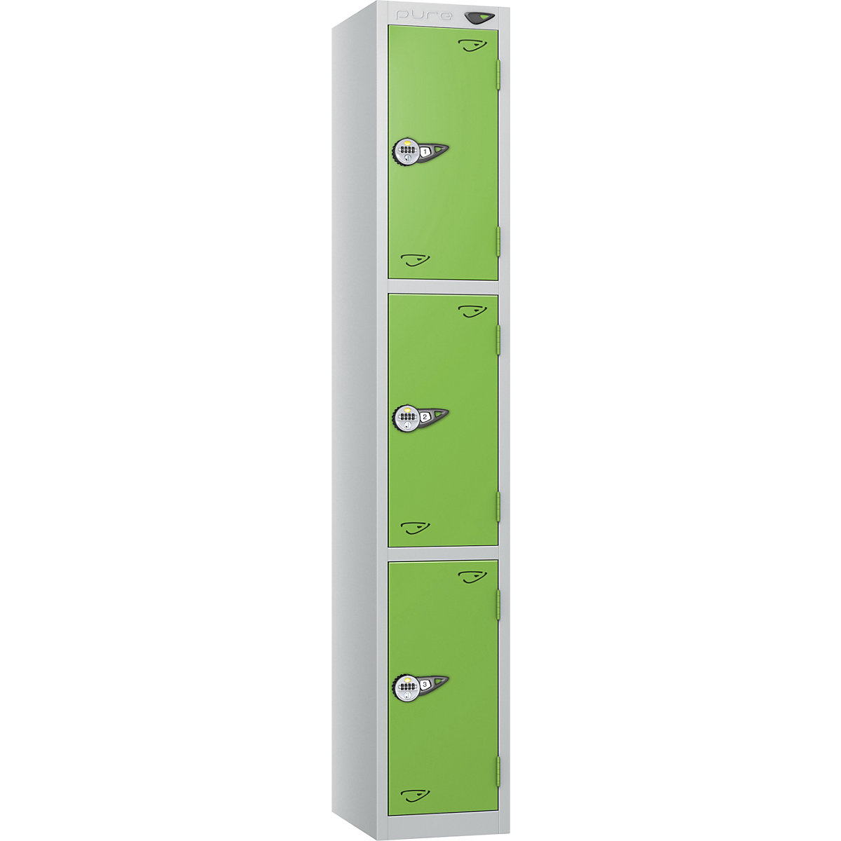 Pure Prime Metal Lockers with Combination Lock | Pearl Silver Bioshell | Carbon Zero Manufactured